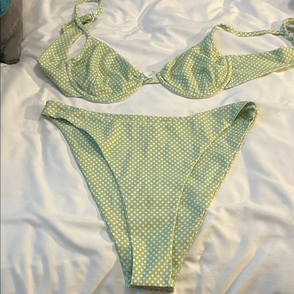 Princess Polly Green Polka Dot Bikini